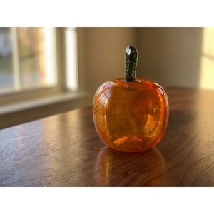 VNT Blenko hand blown glass orange pumpkin apple Fall autumn harvest home decor